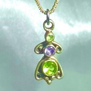 ADS# Sterling 925 Silver Necklace w/ Peridot Gem Accents